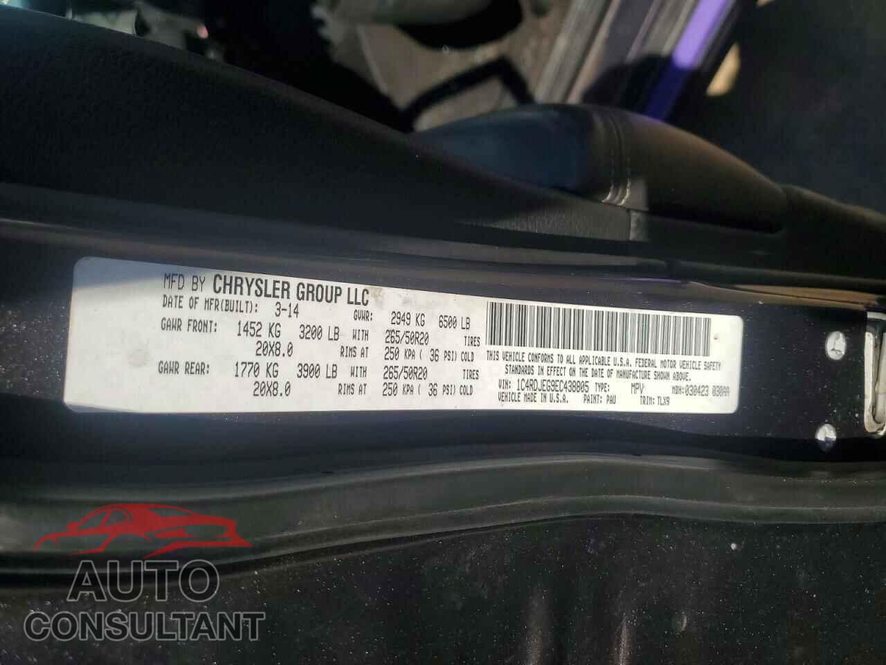 DODGE DURANGO 2014 - 1C4RDJEG9EC438805