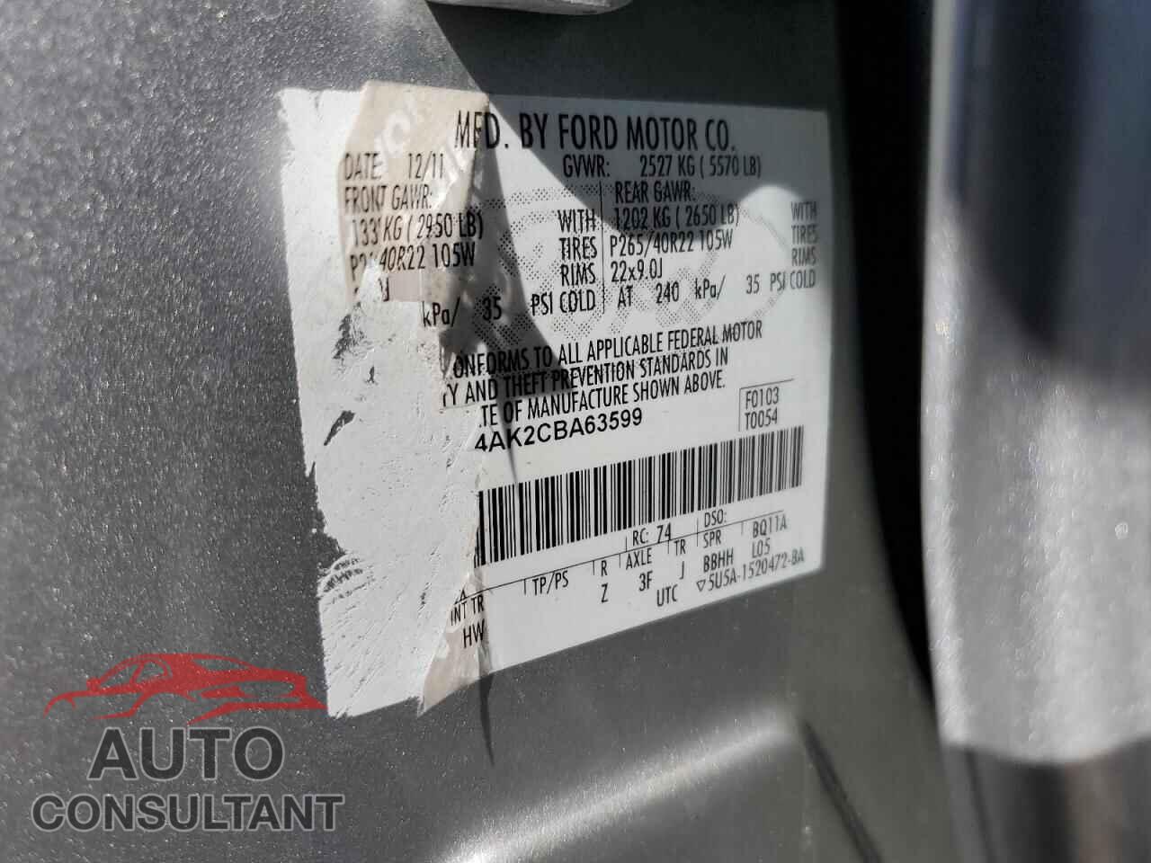 FORD EDGE 2012 - 2FMDK4AK2CBA63599