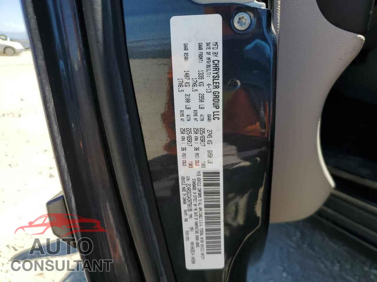 DODGE CARAVAN 2013 - 2C4RDGCG4DR750199