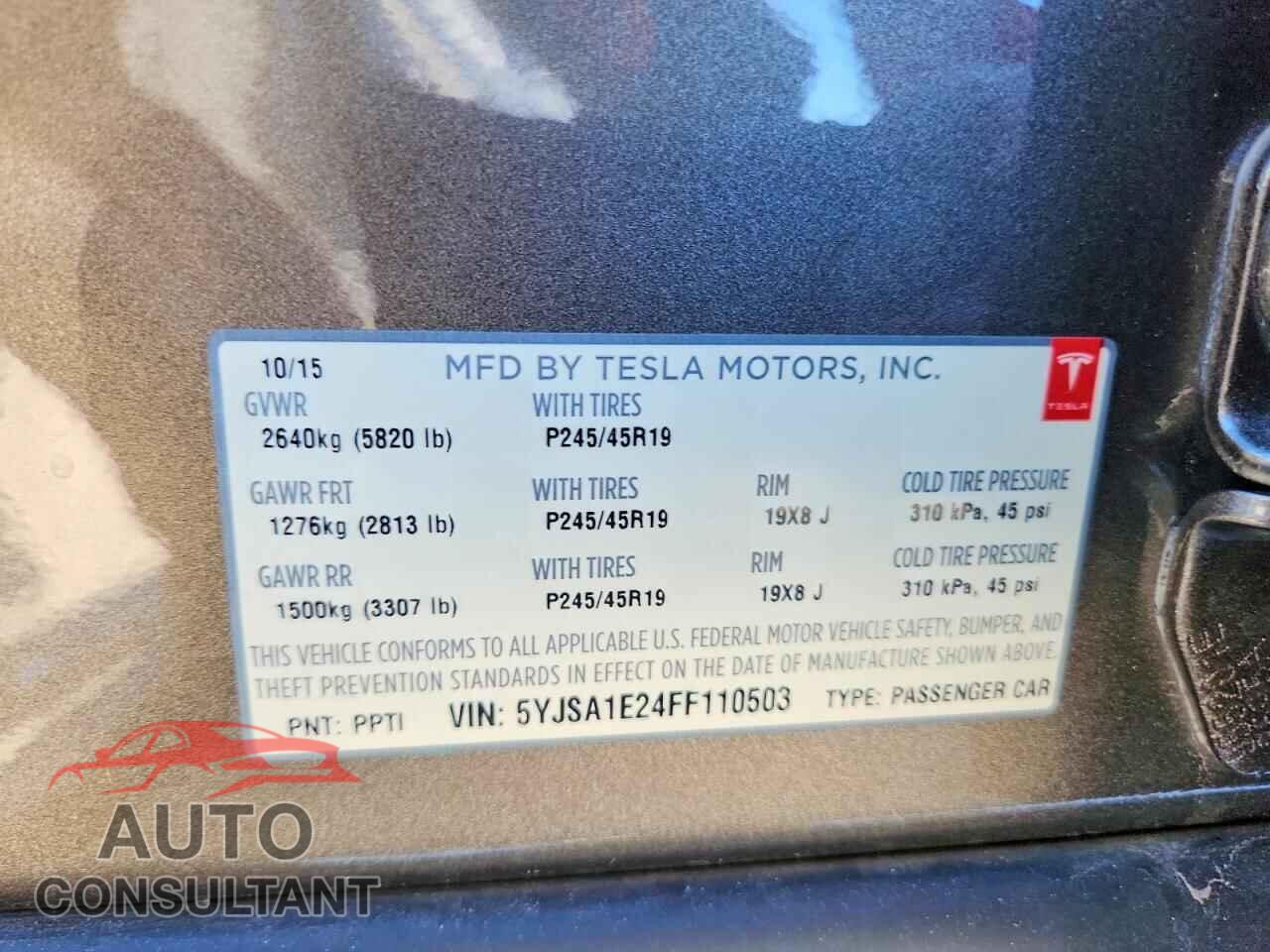 TESLA MODEL S 2015 - 5YJSA1E24FF110503
