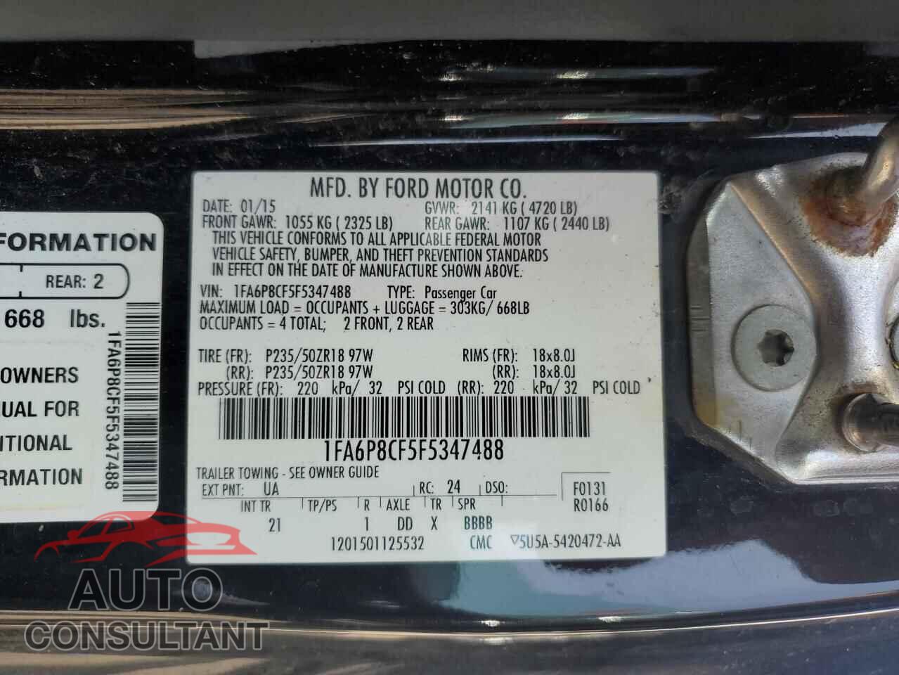 FORD MUSTANG 2015 - 1FA6P8CF5F5347488
