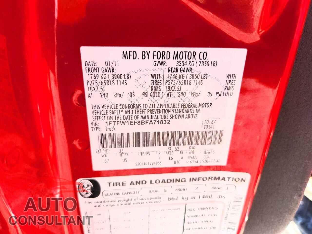FORD F150 2011 - 1FTFW1EF8BFA71832