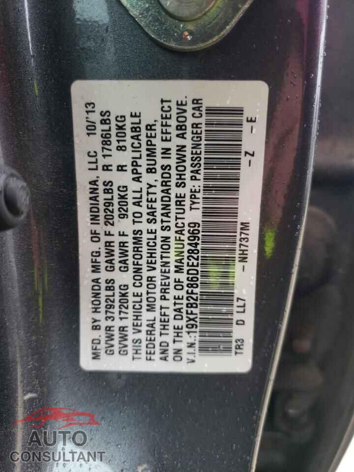 HONDA CIVIC 2013 - 19XFB2F86DE284969