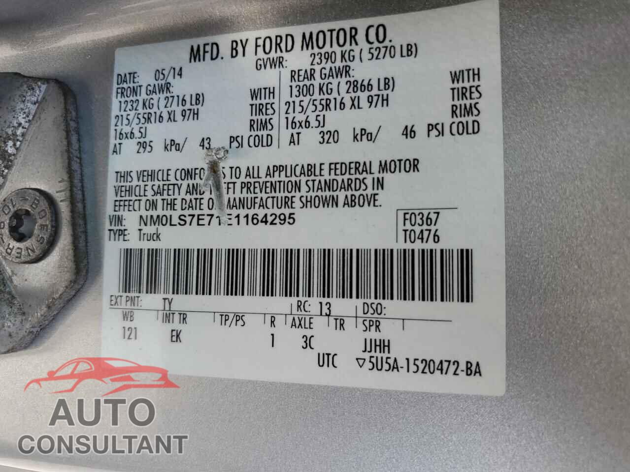 FORD TRANSIT 2014 - NM0LS7E71E1164295