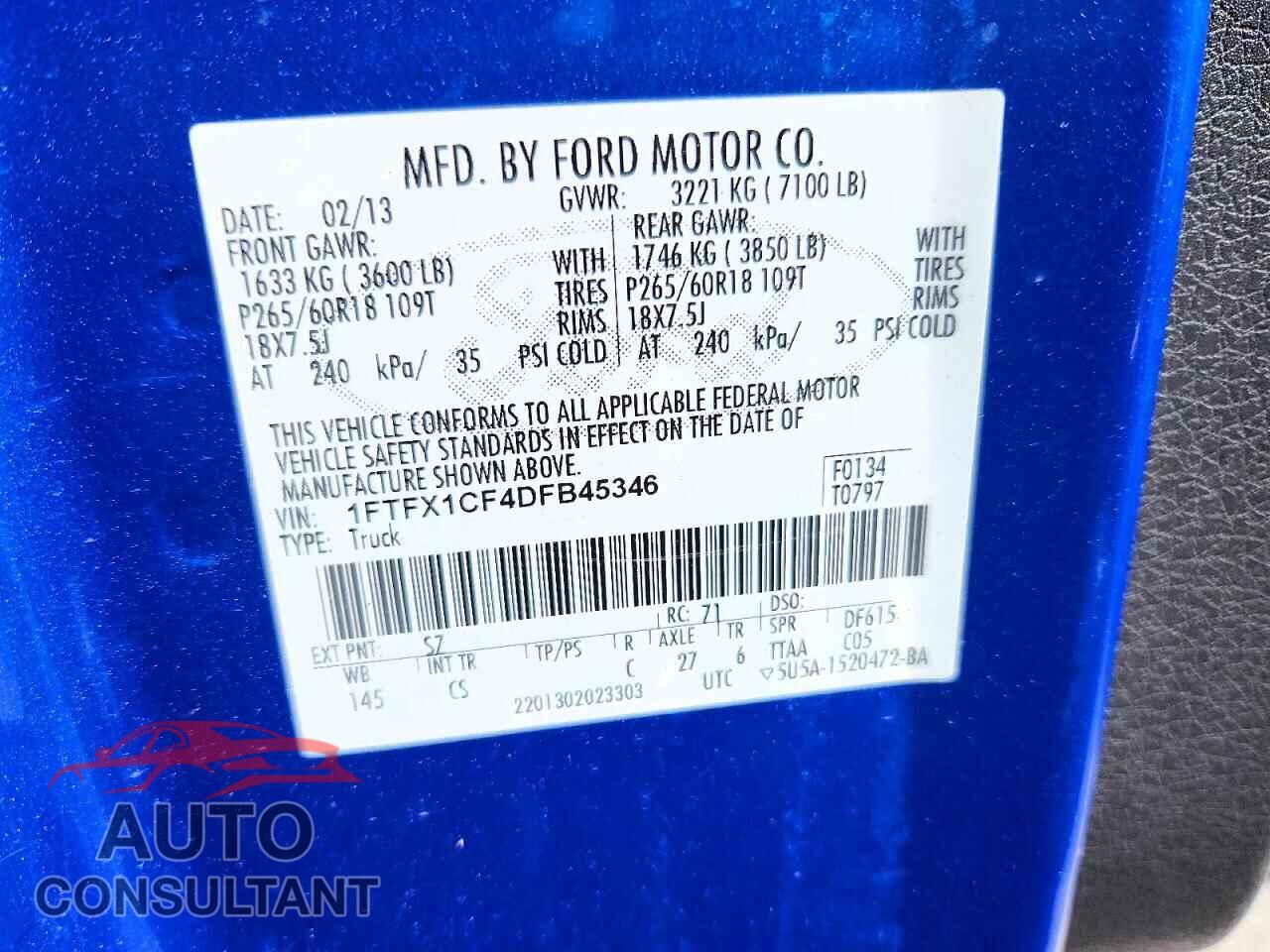 FORD F150 SUPER 2013 - 1FTFX1CF4DFB45346