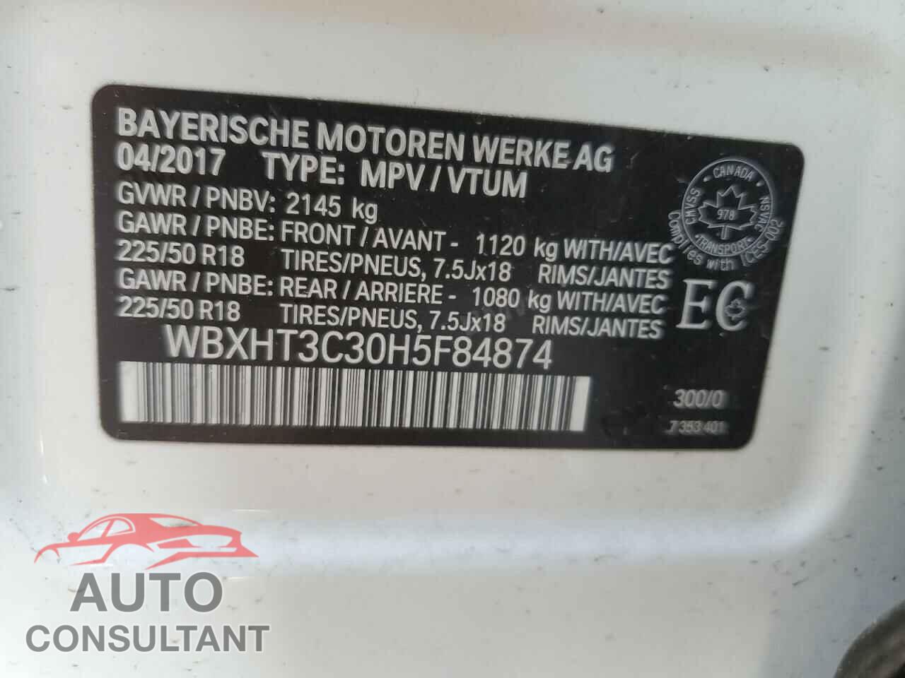 BMW X1 2017 - WBXHT3C30H5F84874