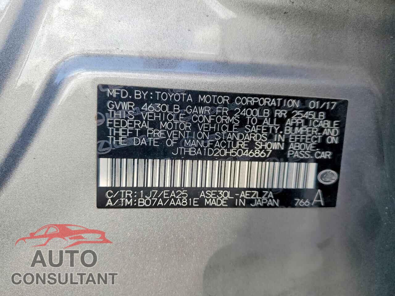 LEXUS IS 2017 - JTHBA1D20H5046867