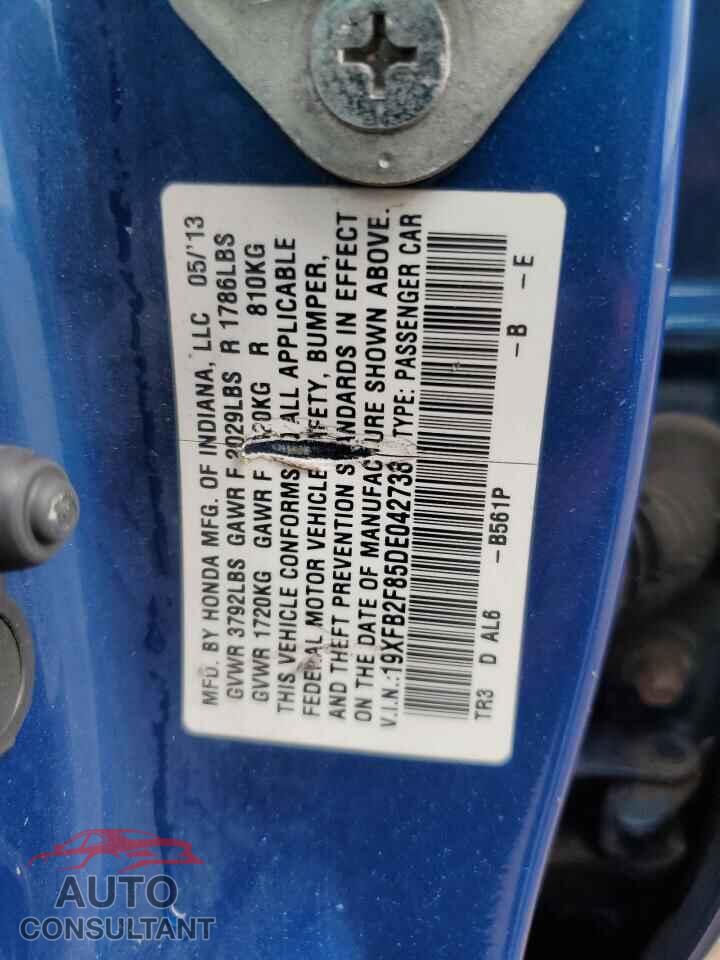 HONDA CIVIC 2013 - 19XFB2F85DE042738