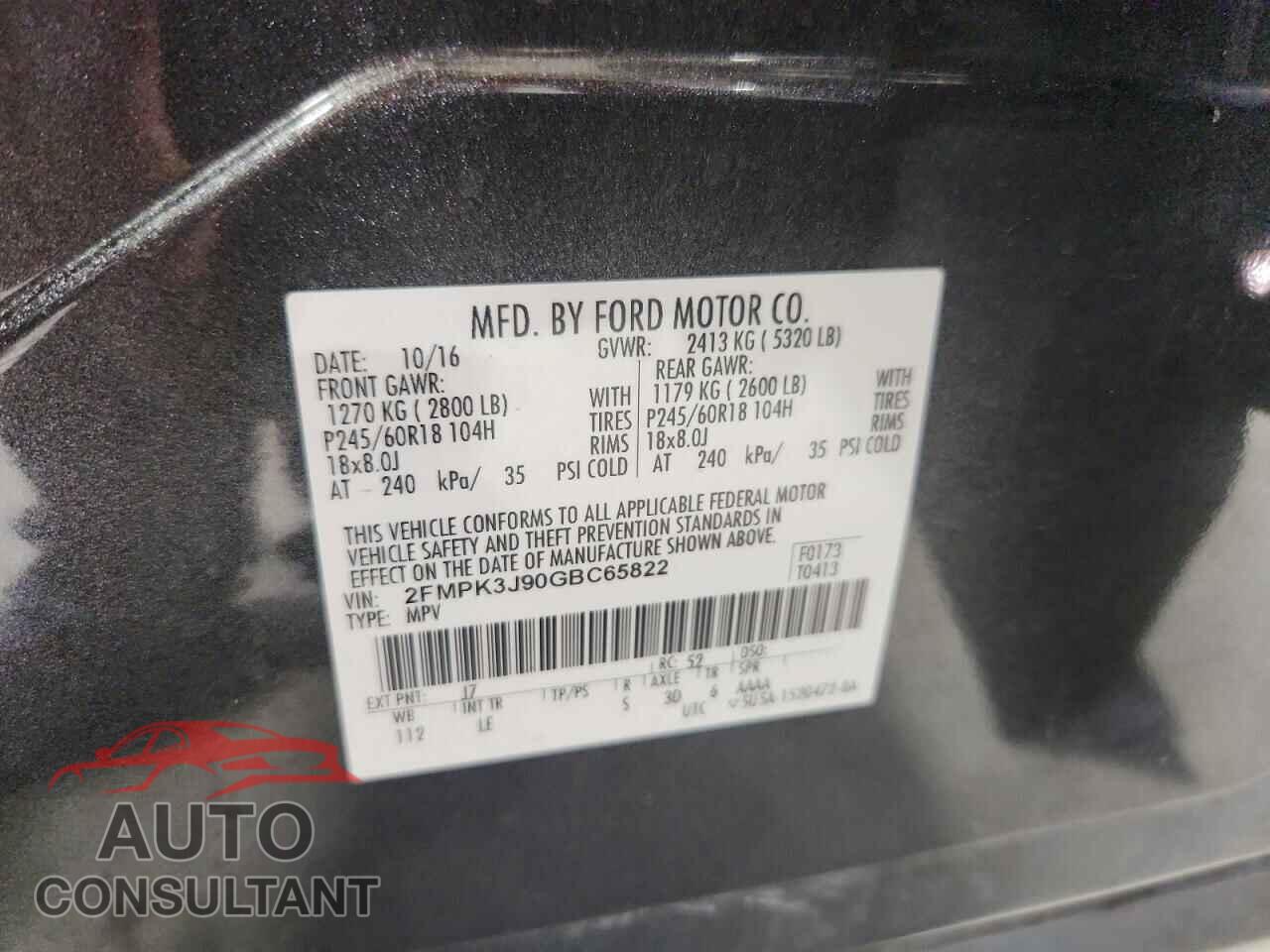 FORD EDGE 2016 - 2FMPK3J90GBC65822