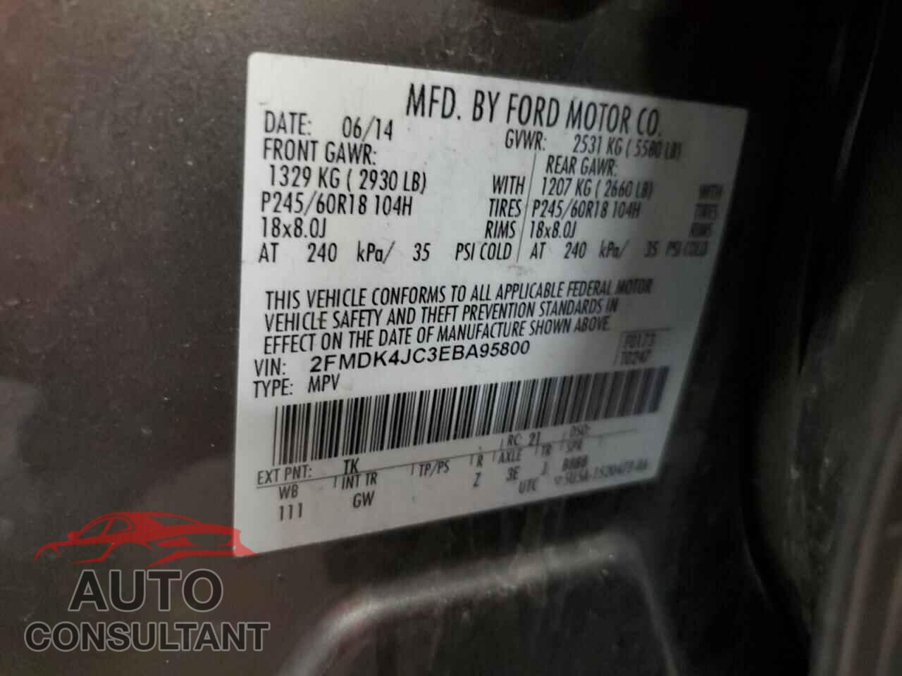 FORD EDGE 2014 - 2FMDK4JC3EBA95800