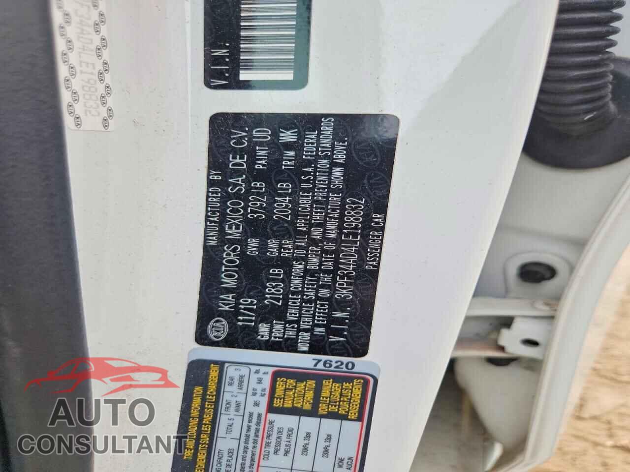 KIA FORTE 2020 - 3KPF34AD4LE198832