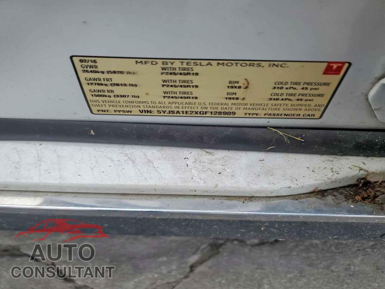 TESLA MODEL S 2016 - 5YJSA1E2XGF128909