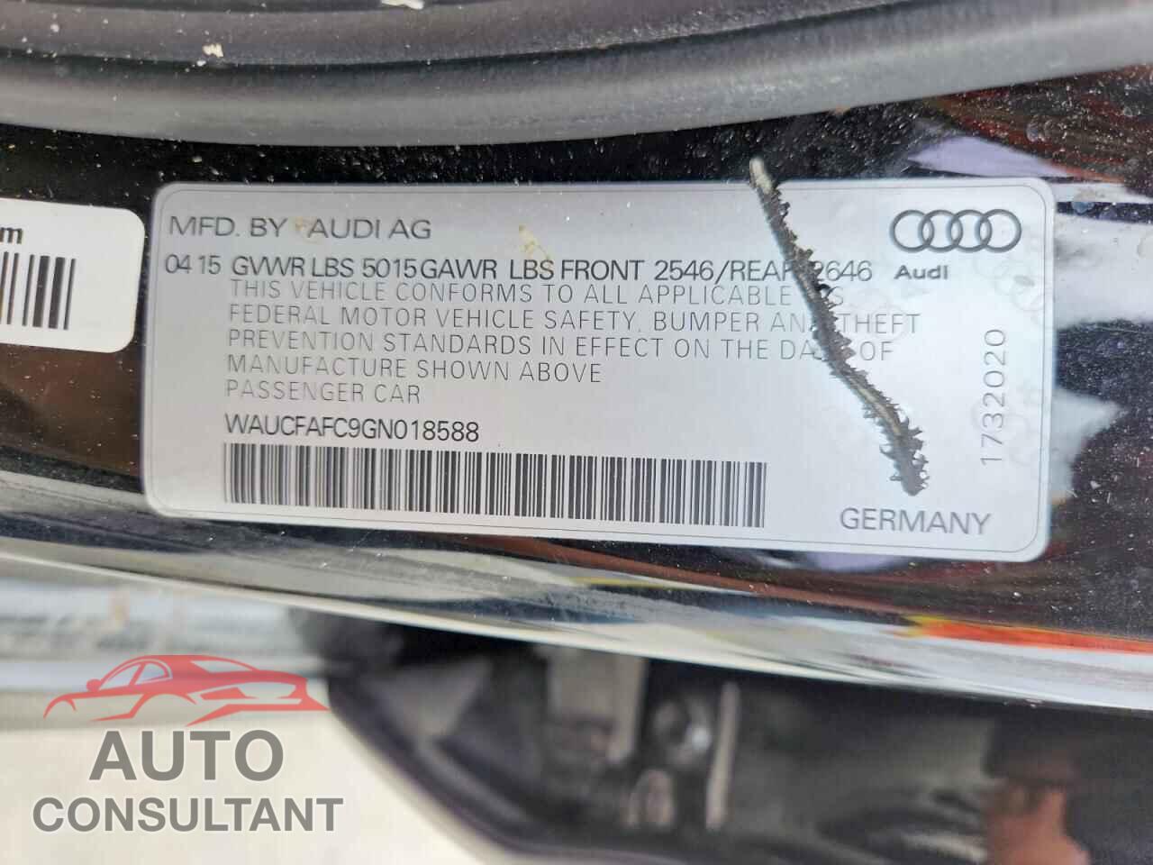 AUDI A6 2016 - WAUCFAFC9GN018588
