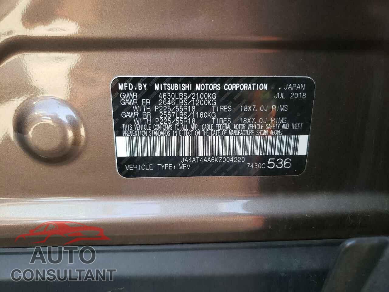 MITSUBISHI ECLIPSE 2019 - JA4AT4AA6KZ004220