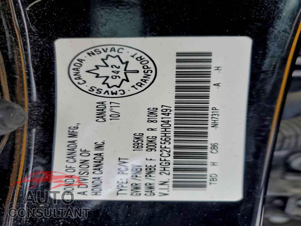 HONDA CIVIC 2017 - 2HGFC2F56HH041497