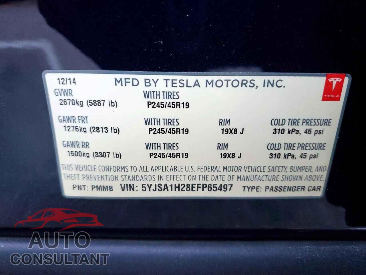 TESLA MODEL S 2014 - 5YJSA1H28EFP65497
