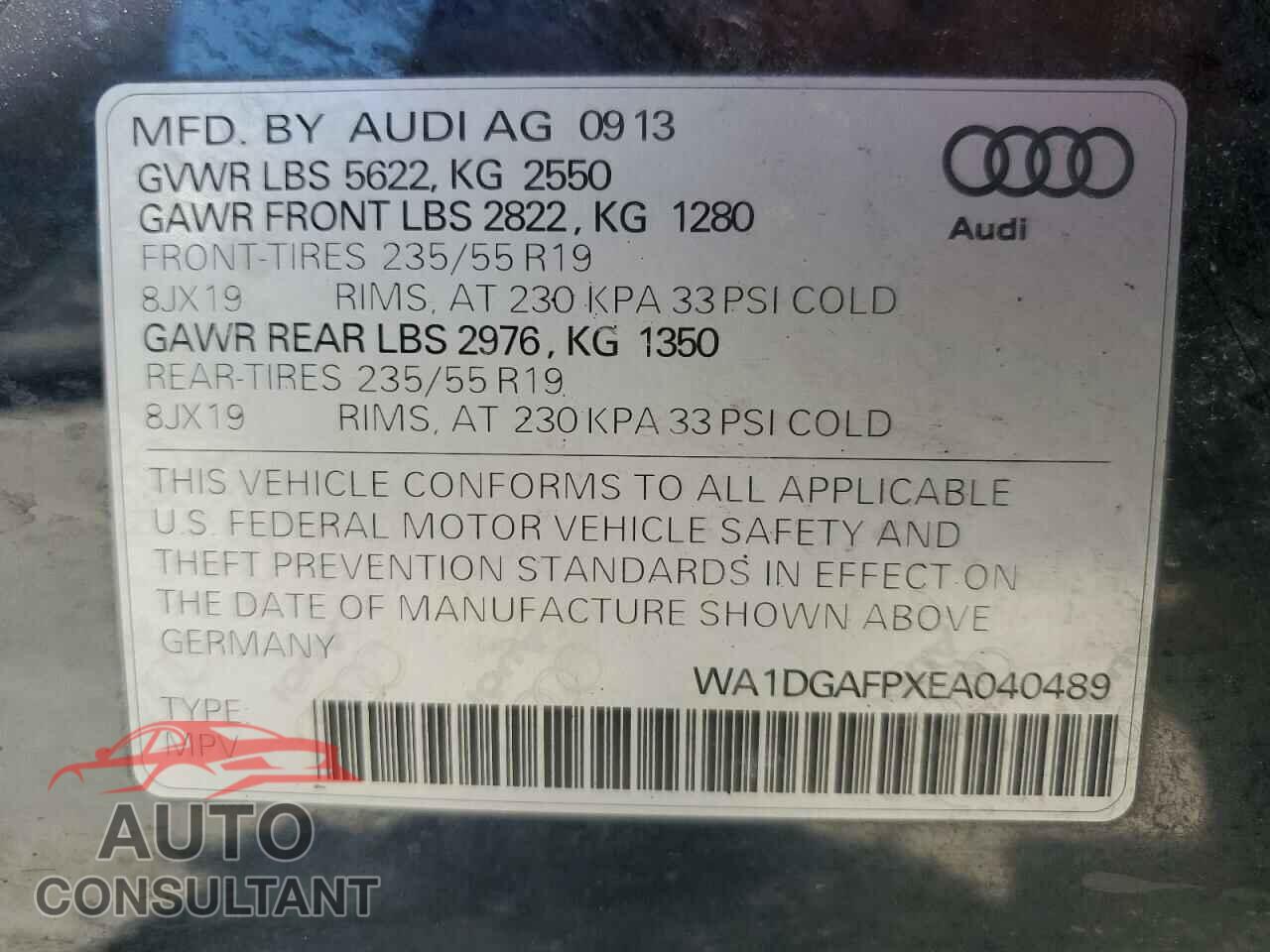 AUDI Q5 2014 - WA1DGAFPXEA040489