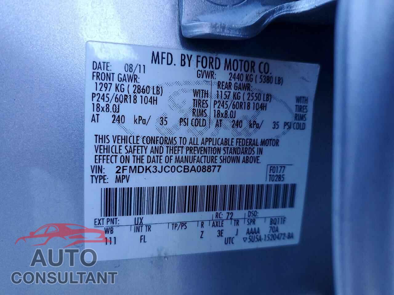 FORD EDGE 2012 - 2FMDK3JC0CBA08877