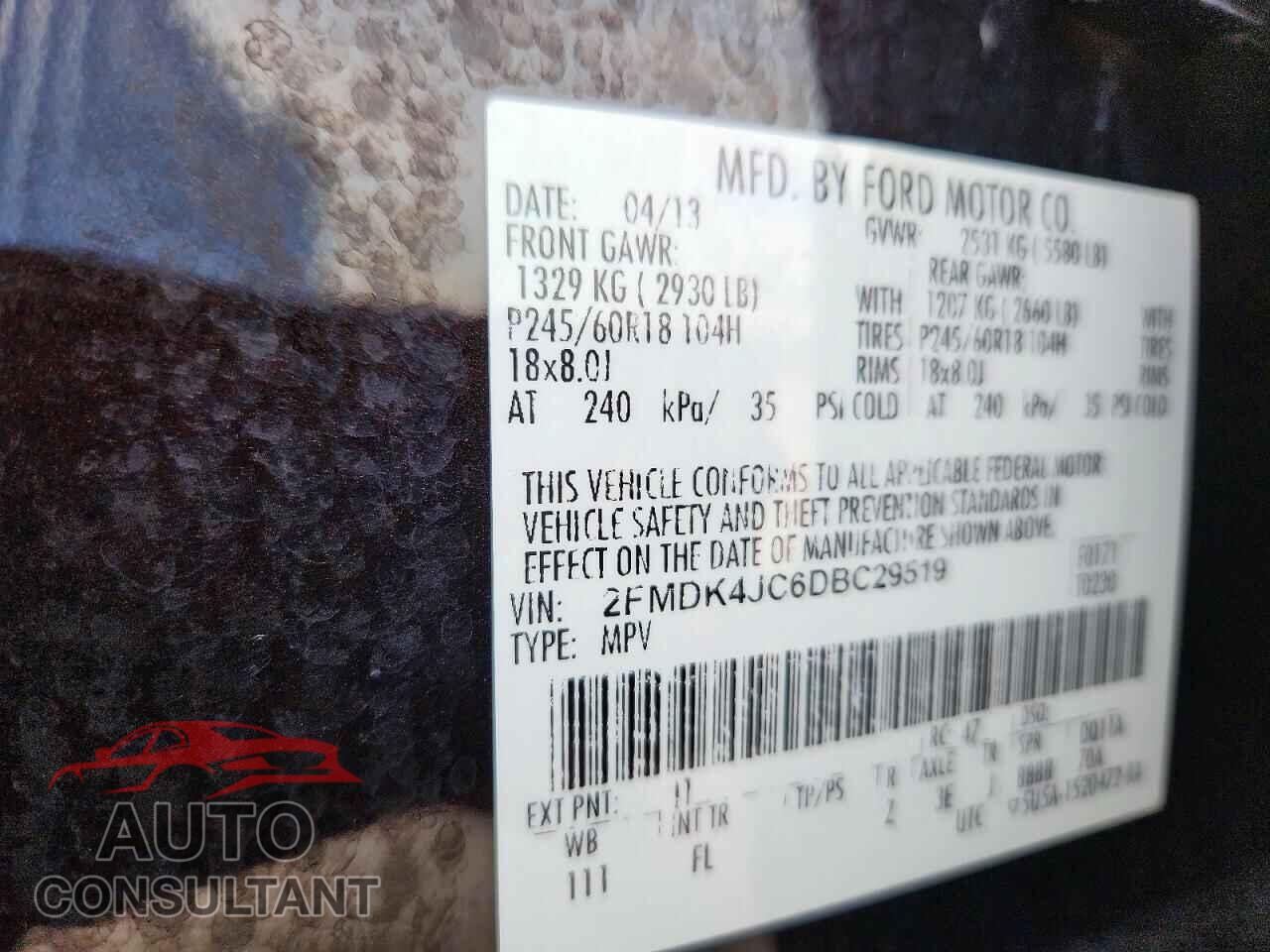 FORD EDGE 2013 - 2FMDK4JC6DBC29519