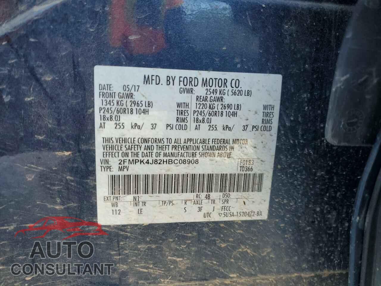 FORD EDGE 2017 - 2FMPK4J82HBC08908