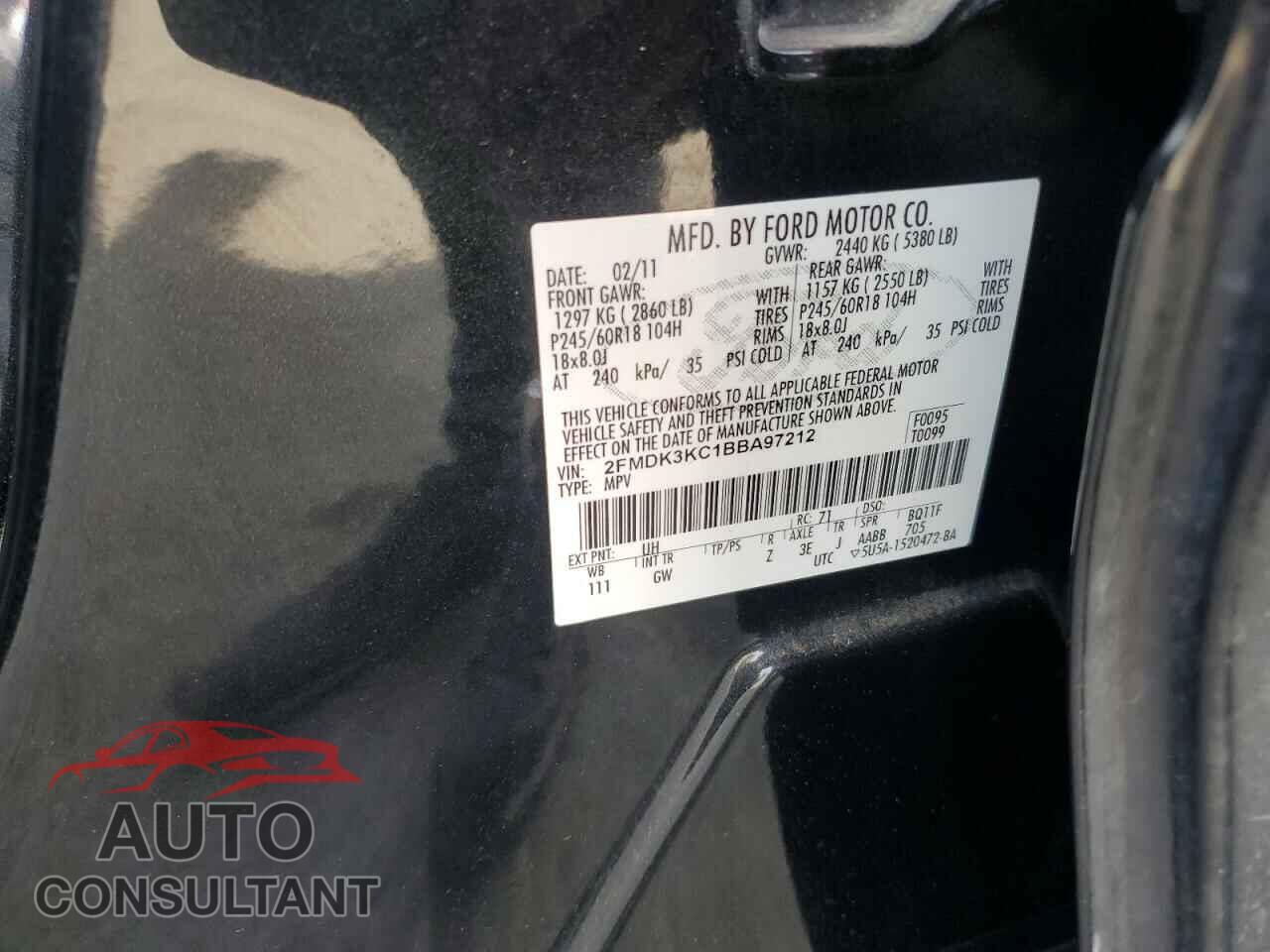 FORD EDGE 2011 - 2FMDK3KC1BBA97212