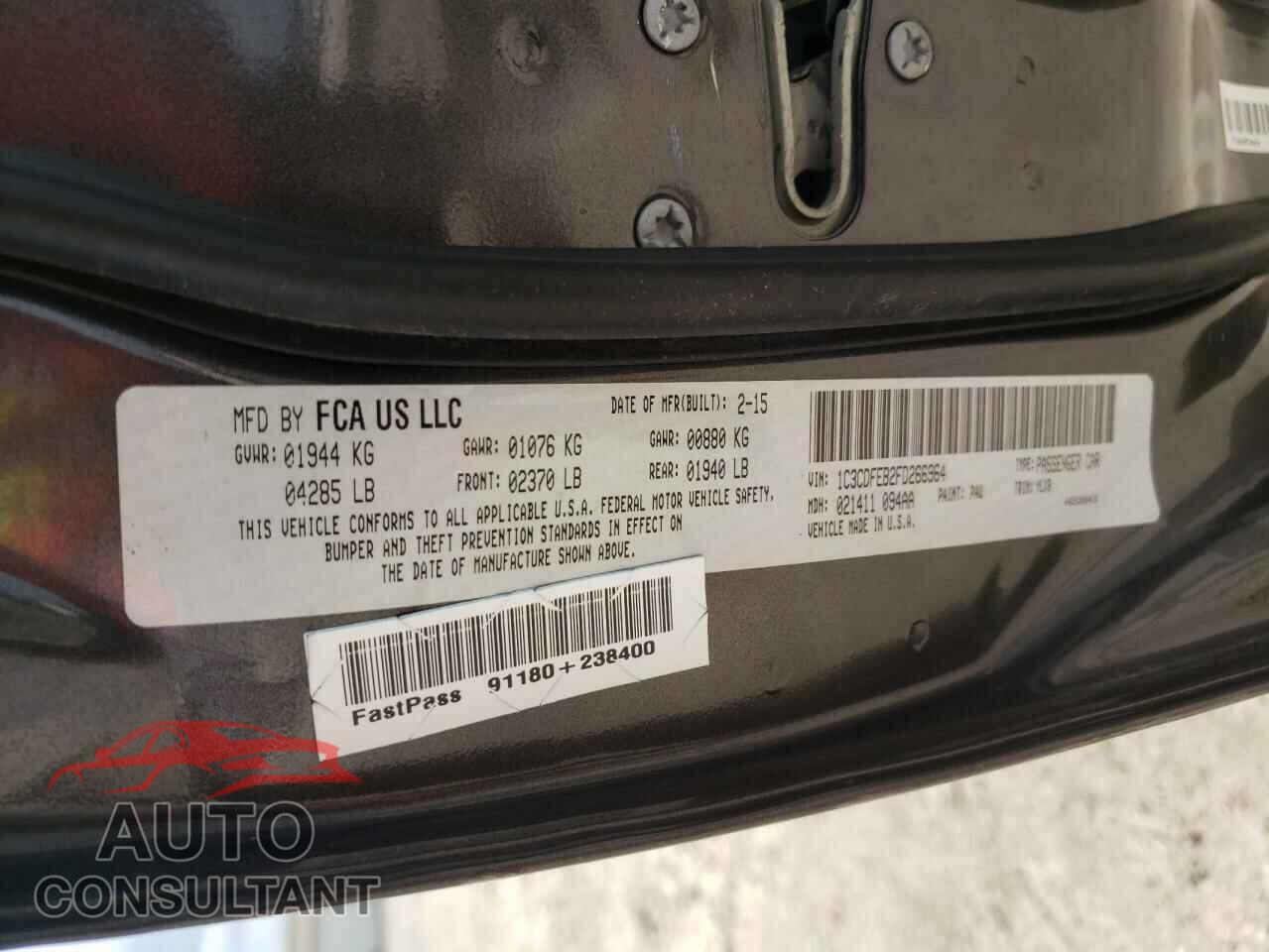 DODGE DART 2015 - 1C3CDFEB2FD266964