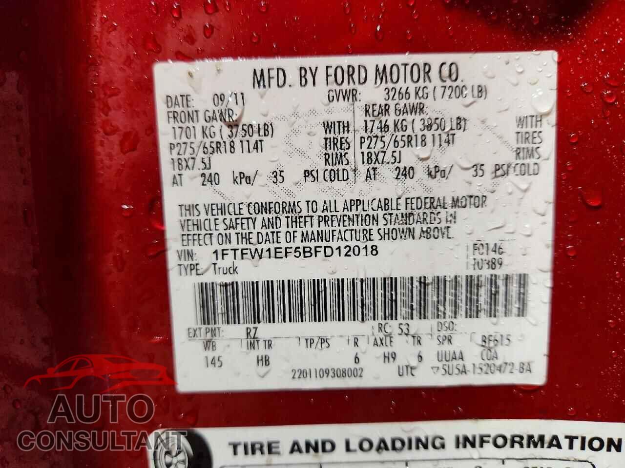 FORD F-150 2011 - 1FTFW1EF5BFD12018