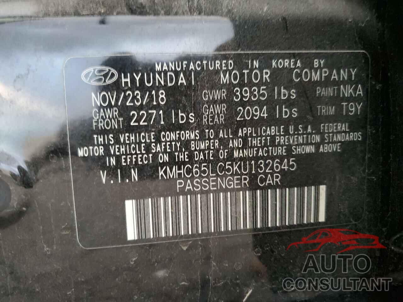 HYUNDAI IONIQ 2019 - KMHC65LC5KU132645