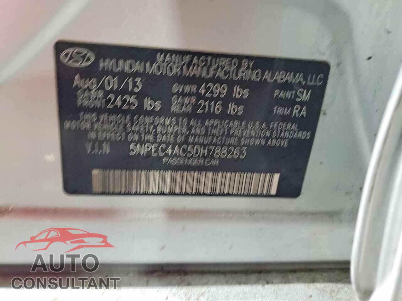 HYUNDAI SONATA 2013 - 5NPEC4AC5DH788263