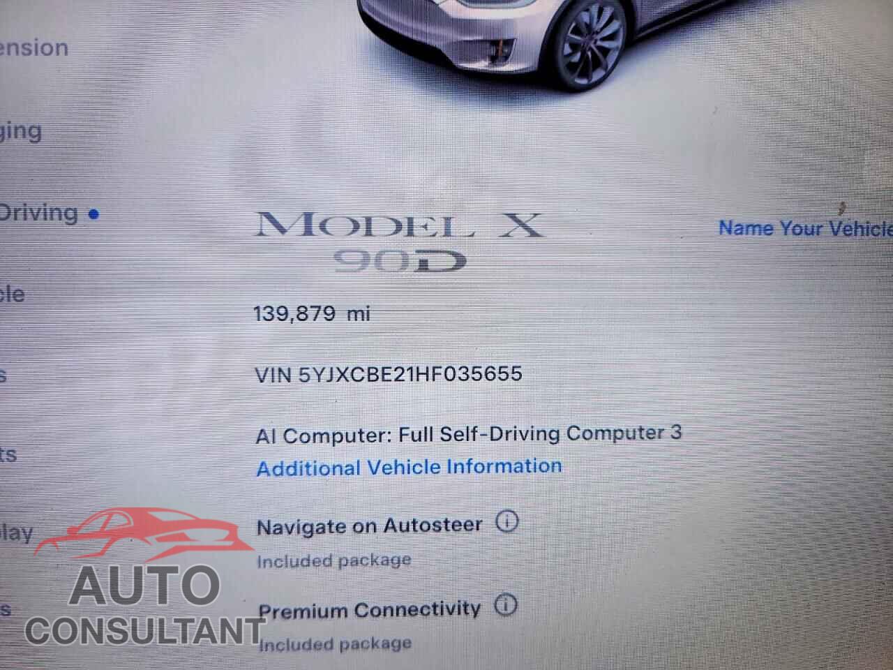 TESLA MODEL X 2017 - 5YJXCBE21HF035655
