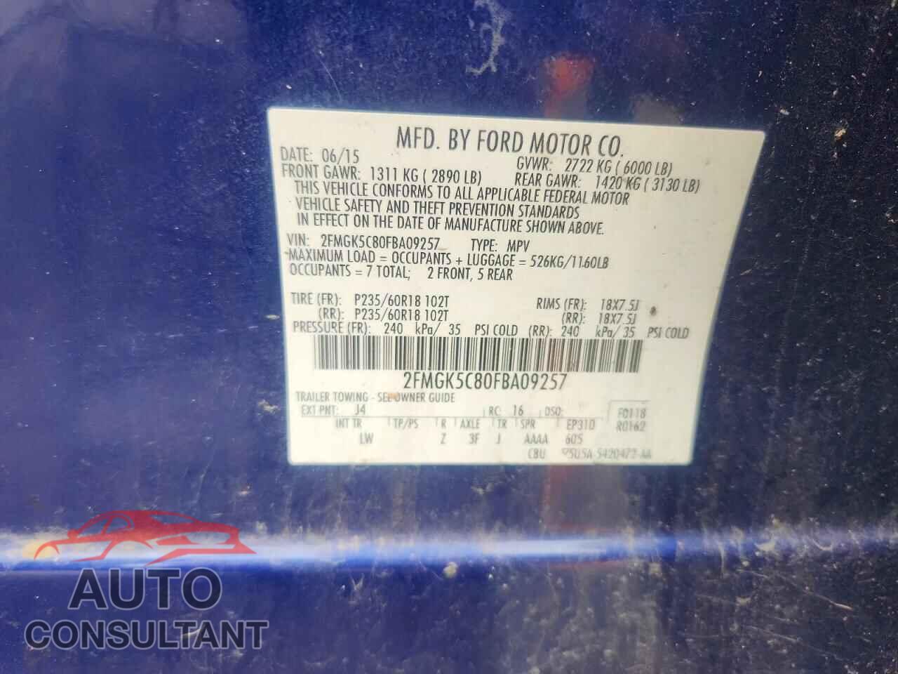 FORD FLEX 2015 - 2FMGK5C80FBA09257