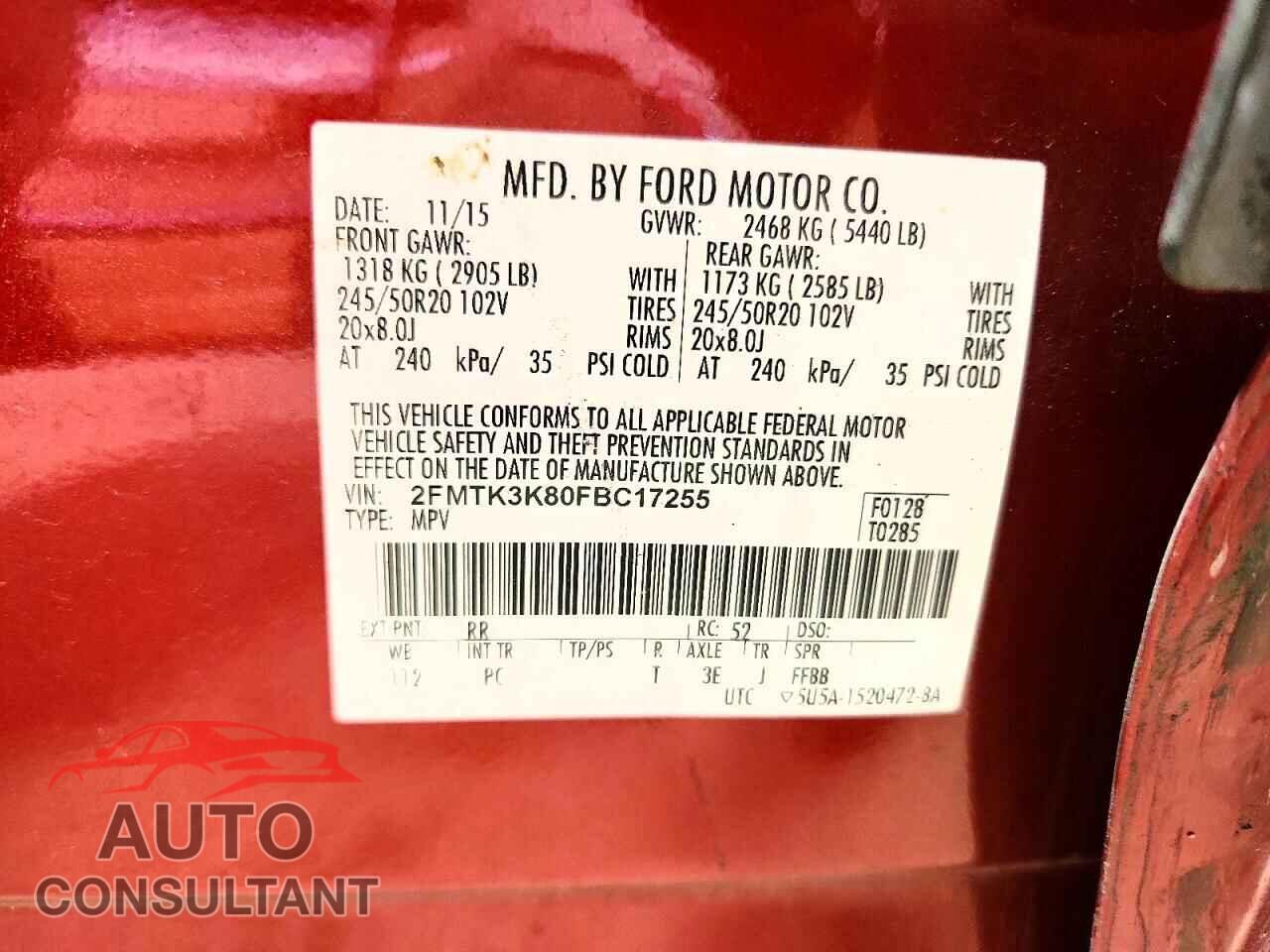 FORD EDGE 2015 - 2FMTK3K80FBC17255