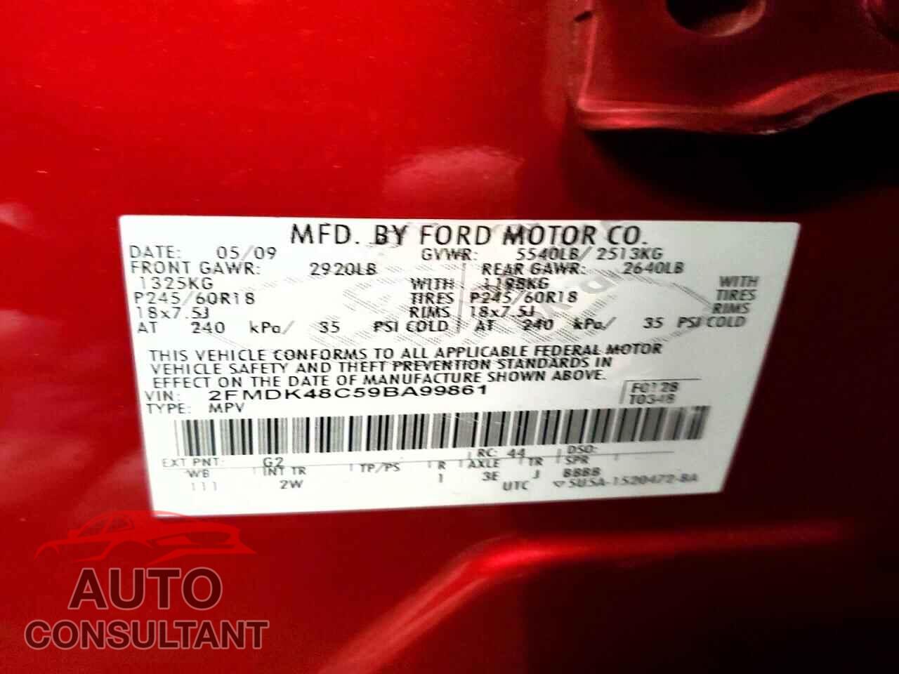 FORD EDGE 2009 - 2FMDK48C59BA99861