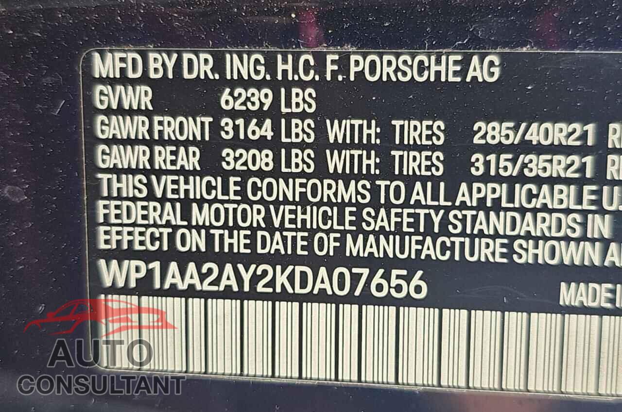 PORSCHE CAYENNE 2019 - WP1AA2AY2KDA07656