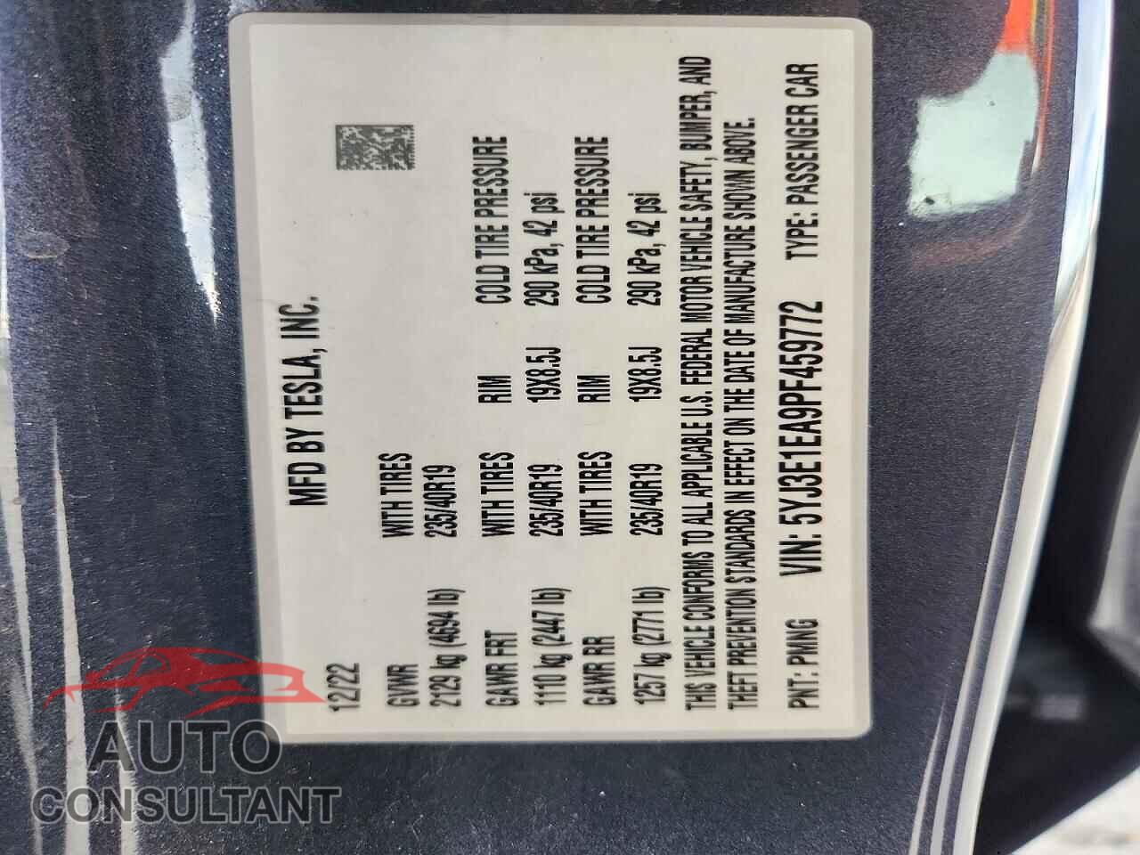 TESLA MODEL 3 2023 - 5YJ3E1EA9PF459772