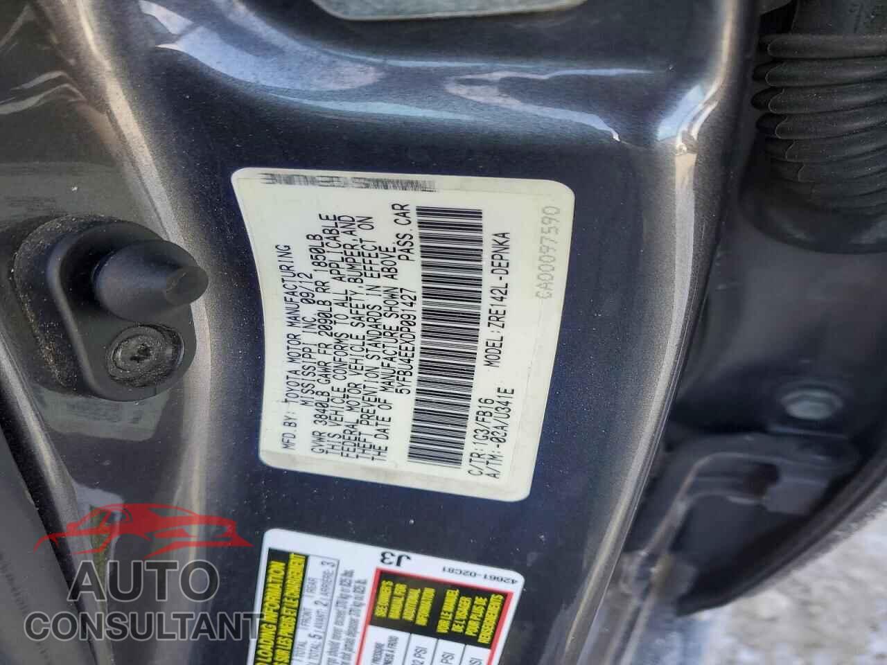 TOYOTA COROLLA 2013 - 5YFBU4EEXDP091427
