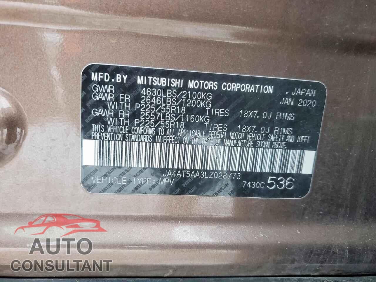 MITSUBISHI ECLIPSE 2020 - JA4AT5AA3LZ028773