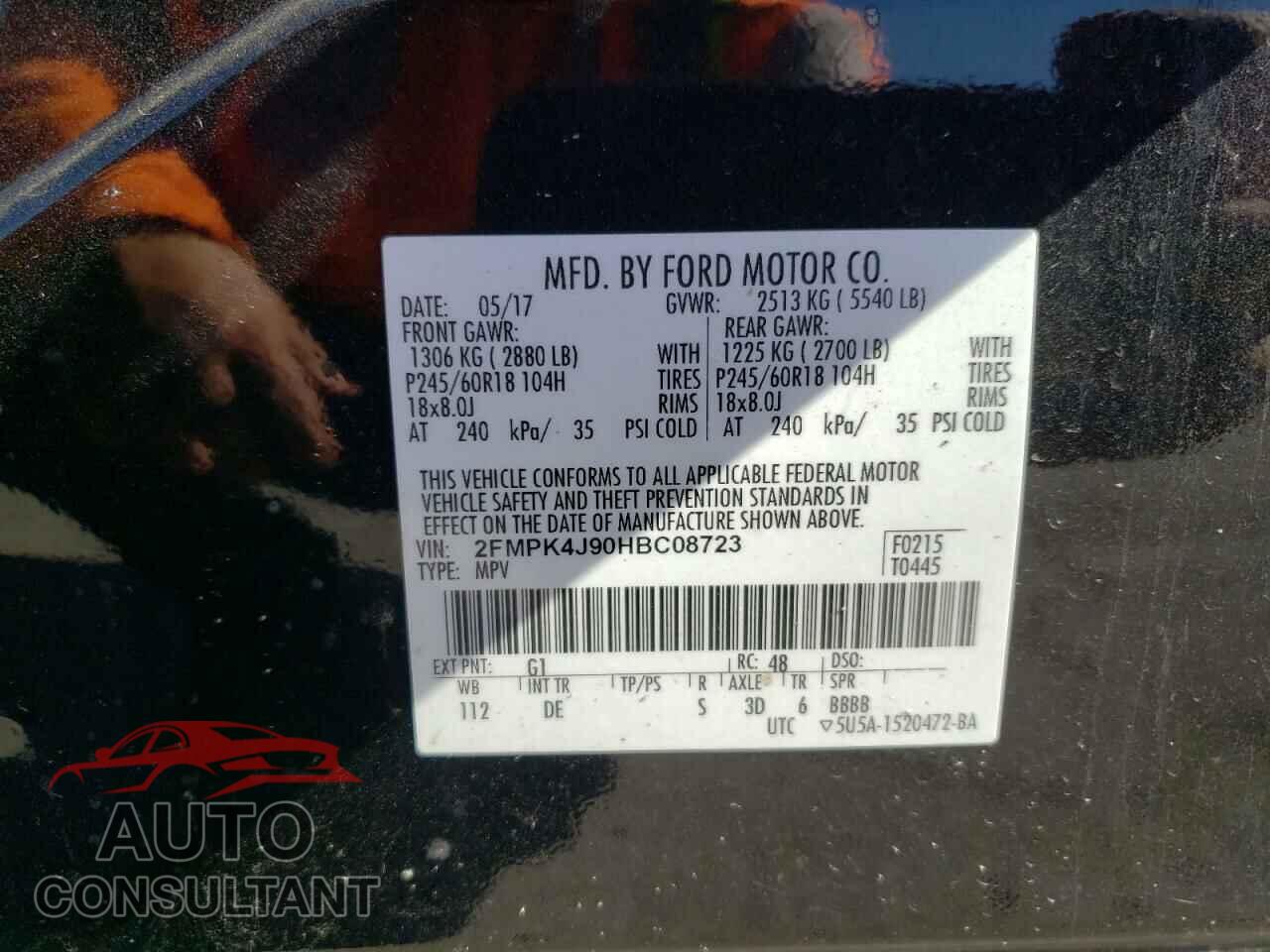 FORD EDGE 2017 - 2FMPK4J90HBC08723