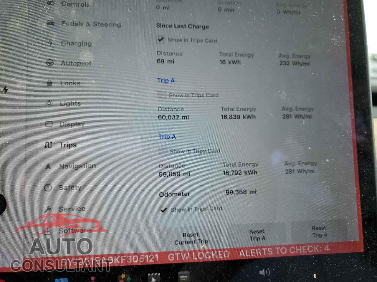 TESLA MODEL 3 2019 - 5YJ3E1EA9KF305121