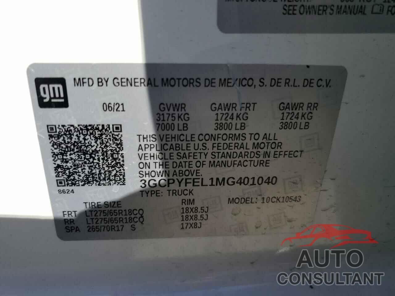 CHEVROLET ALL Models 2021 - 3GCPYFEL1MG401040