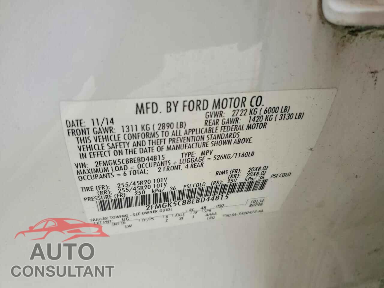 FORD FLEX 2014 - 2FMGK5C88EBD44815