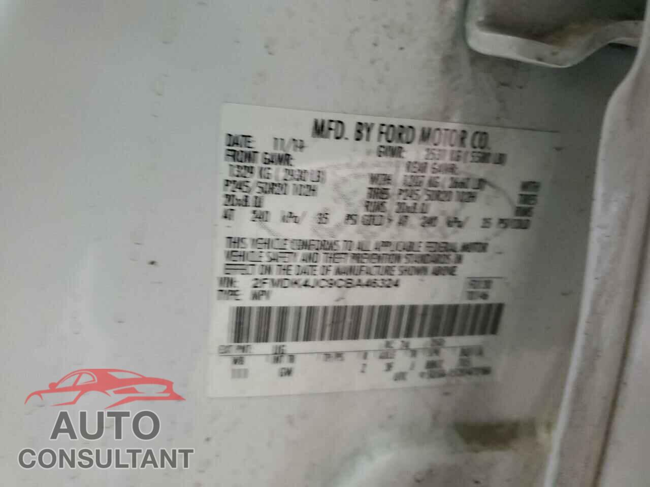 FORD EDGE 2012 - 2FMDK4JC9CBA46324