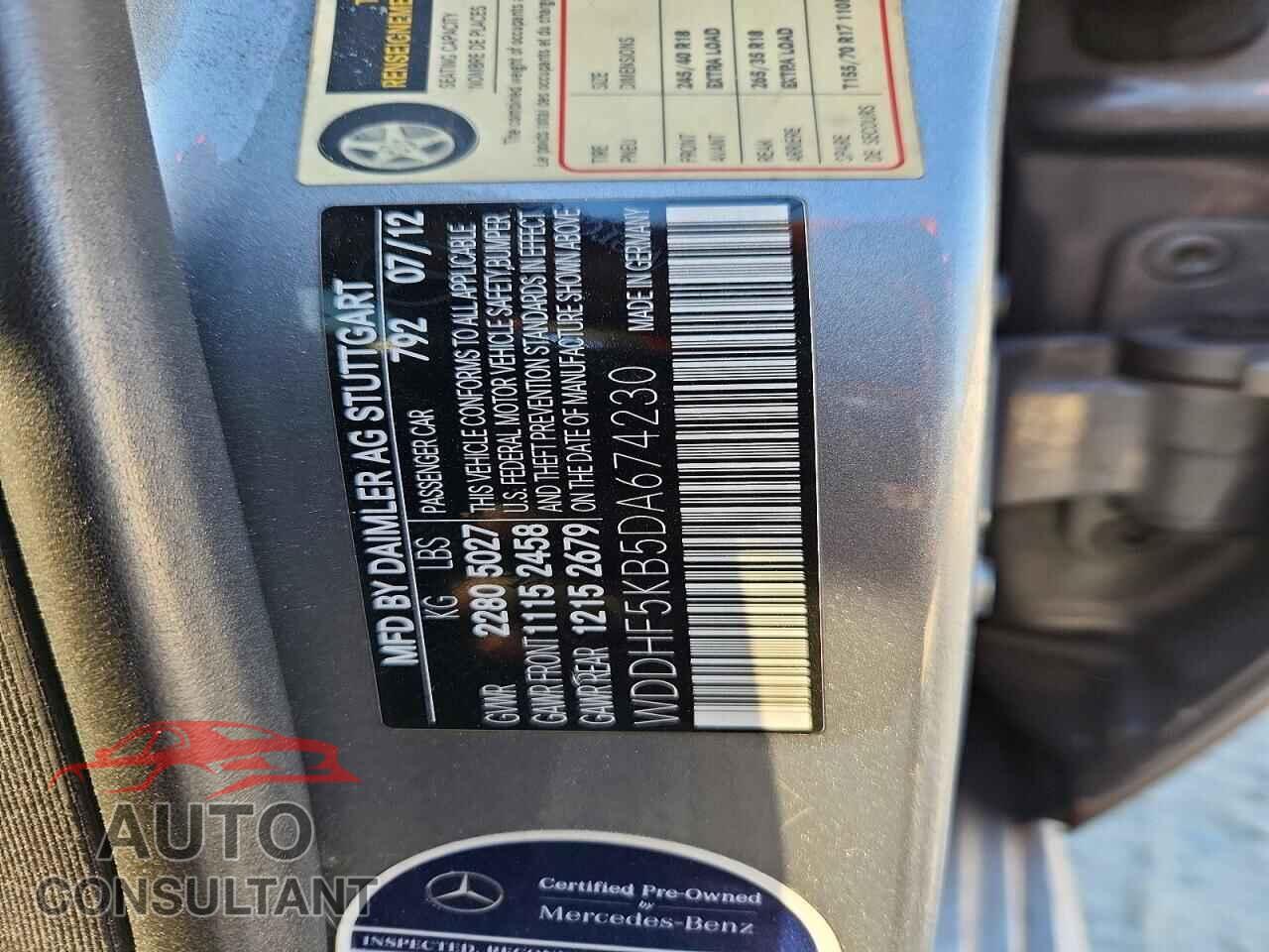 MERCEDES-BENZ E-CLASS 2013 - WDDHF5KB5DA674230