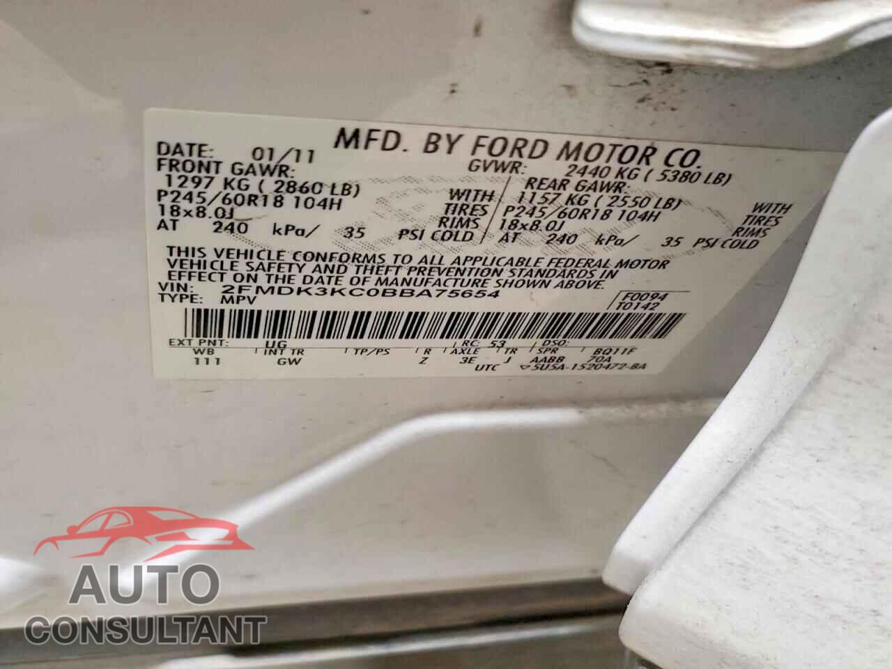 FORD EDGE 2011 - 2FMDK3KC0BBA75654
