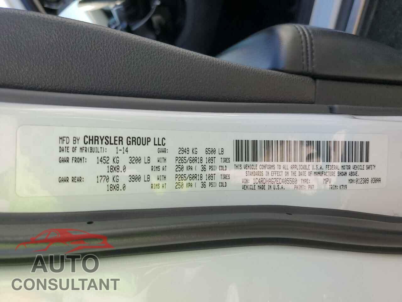 DODGE DURANGO 2014 - 1C4RDHAG7EC405560