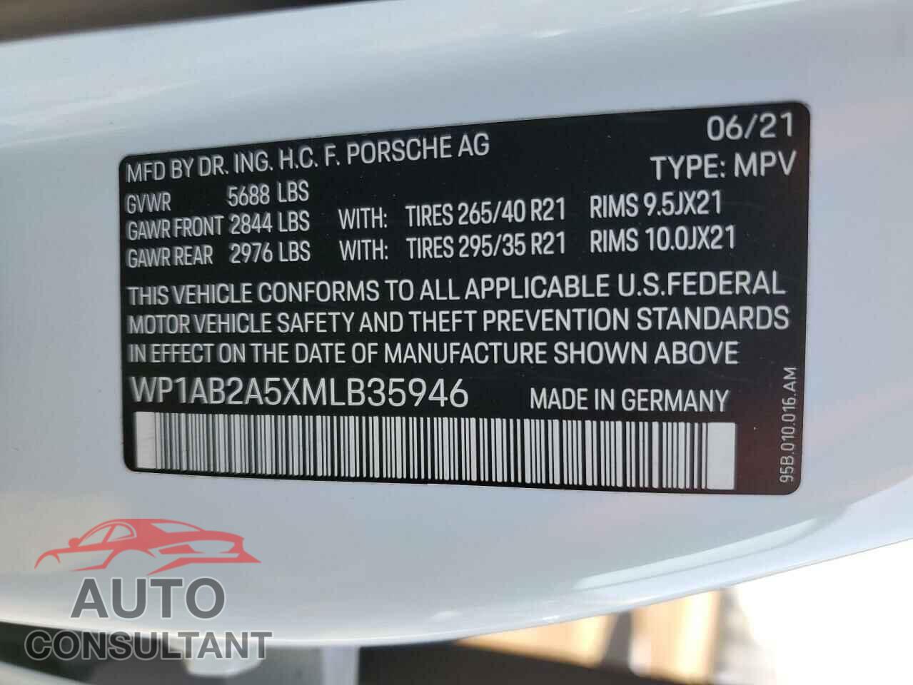 PORSCHE MACAN 2021 - WP1AB2A5XMLB35946