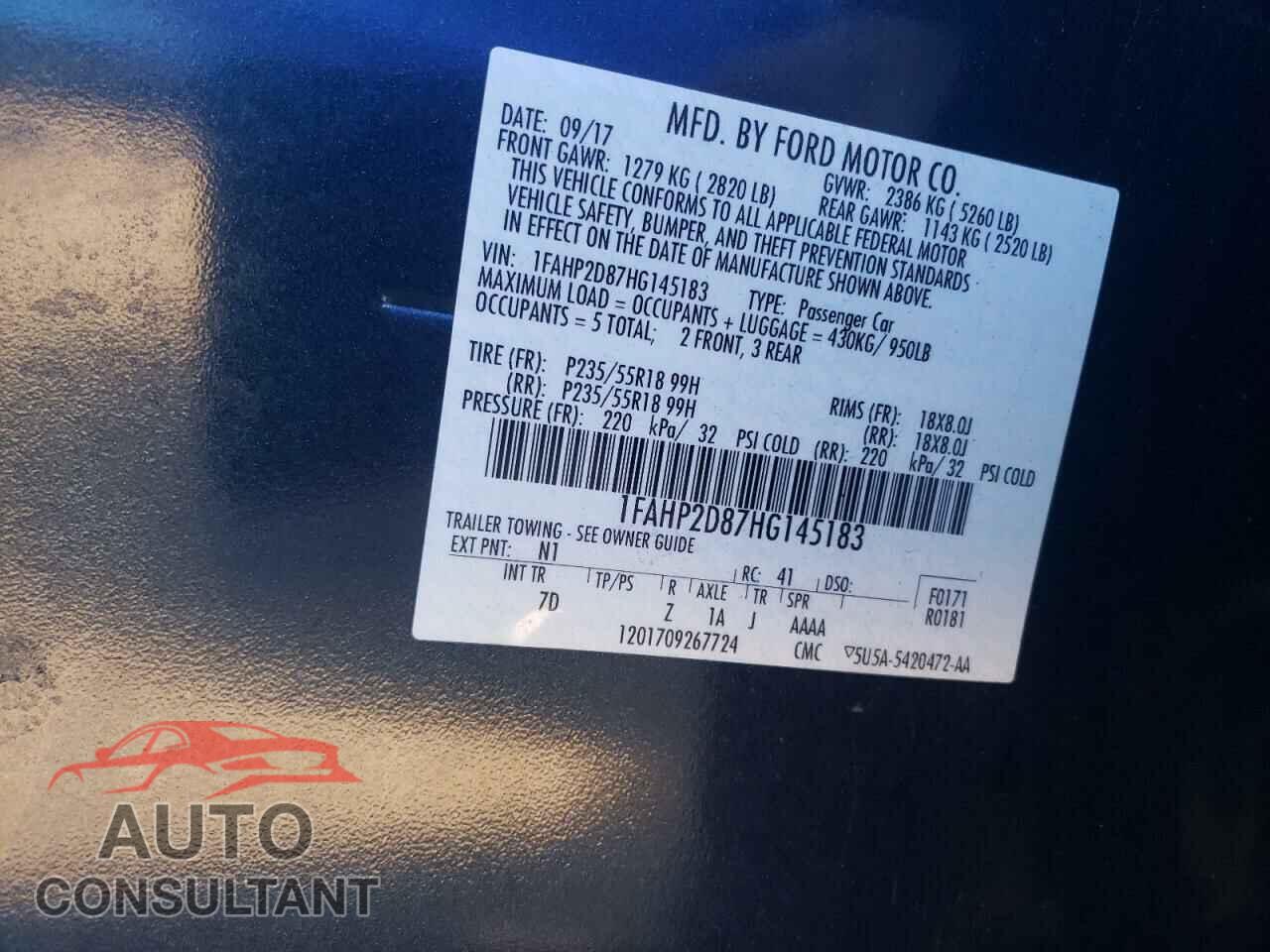 FORD TAURUS 2017 - 1FAHP2D87HG145183