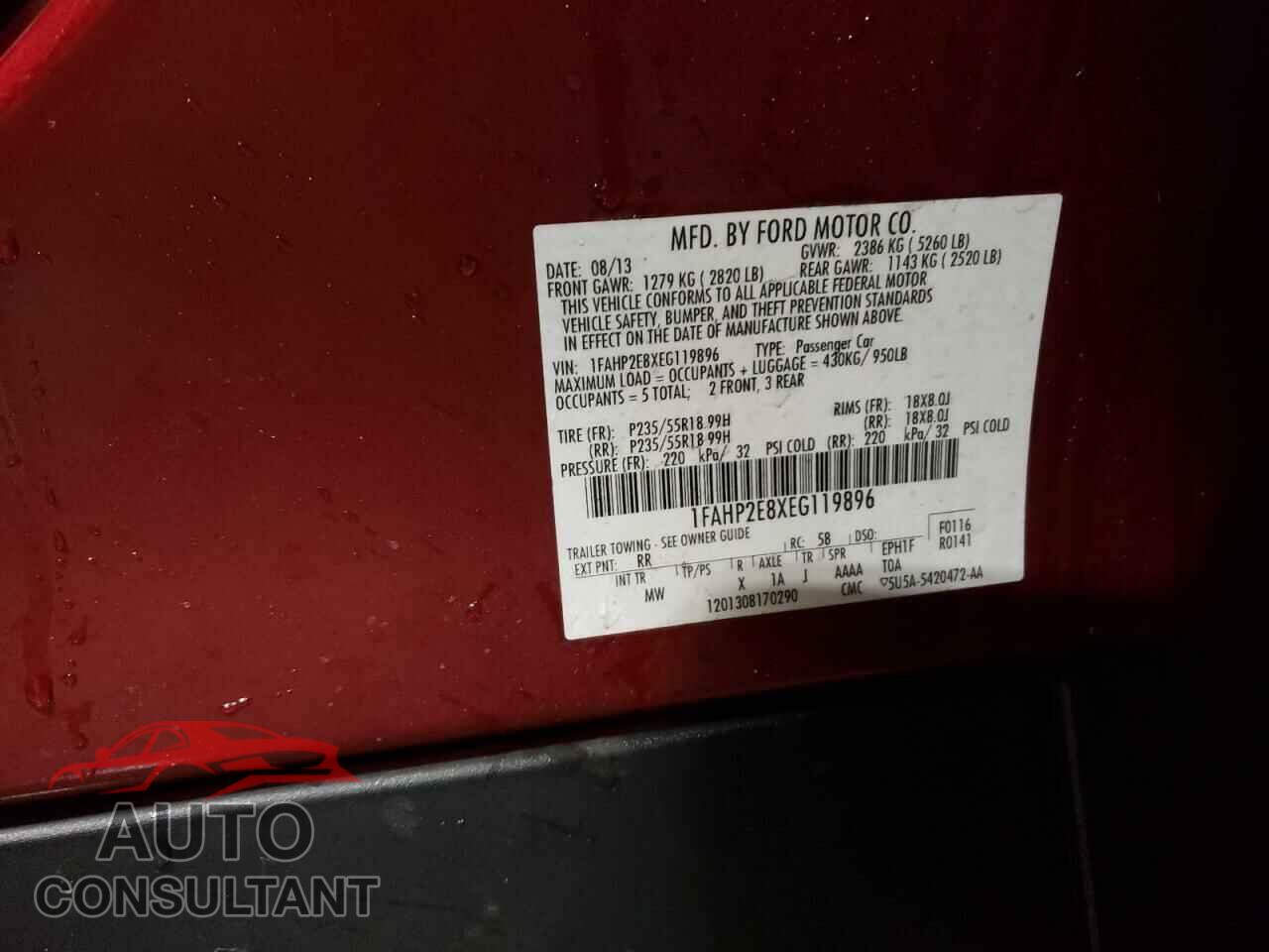 FORD TAURUS 2014 - 1FAHP2E8XEG119896