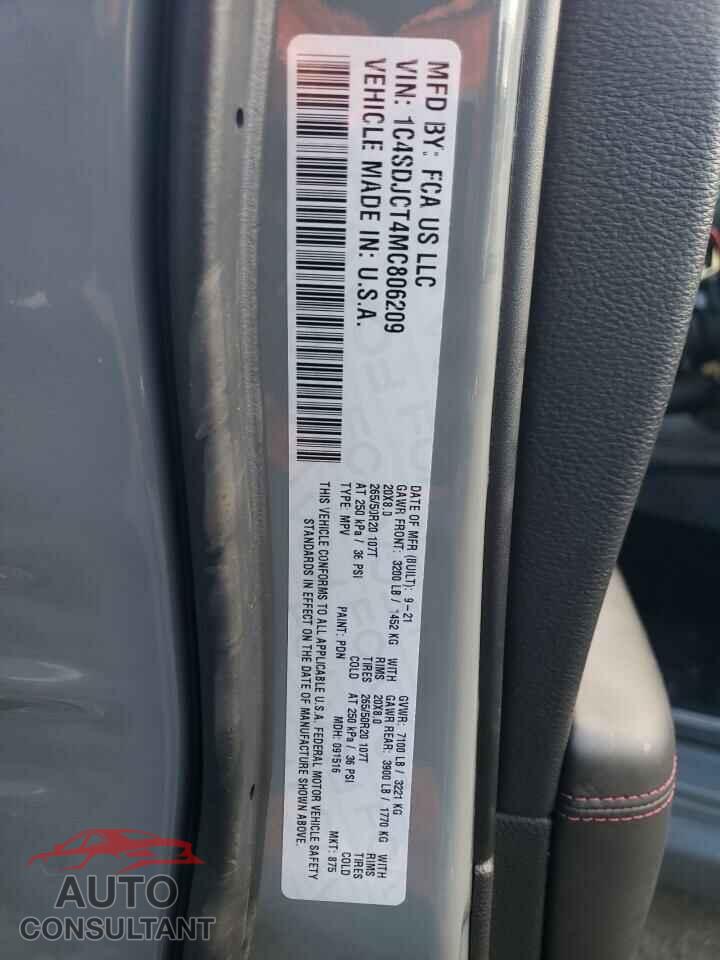 DODGE DURANGO 2021 - 1C4SDJCT4MC806209