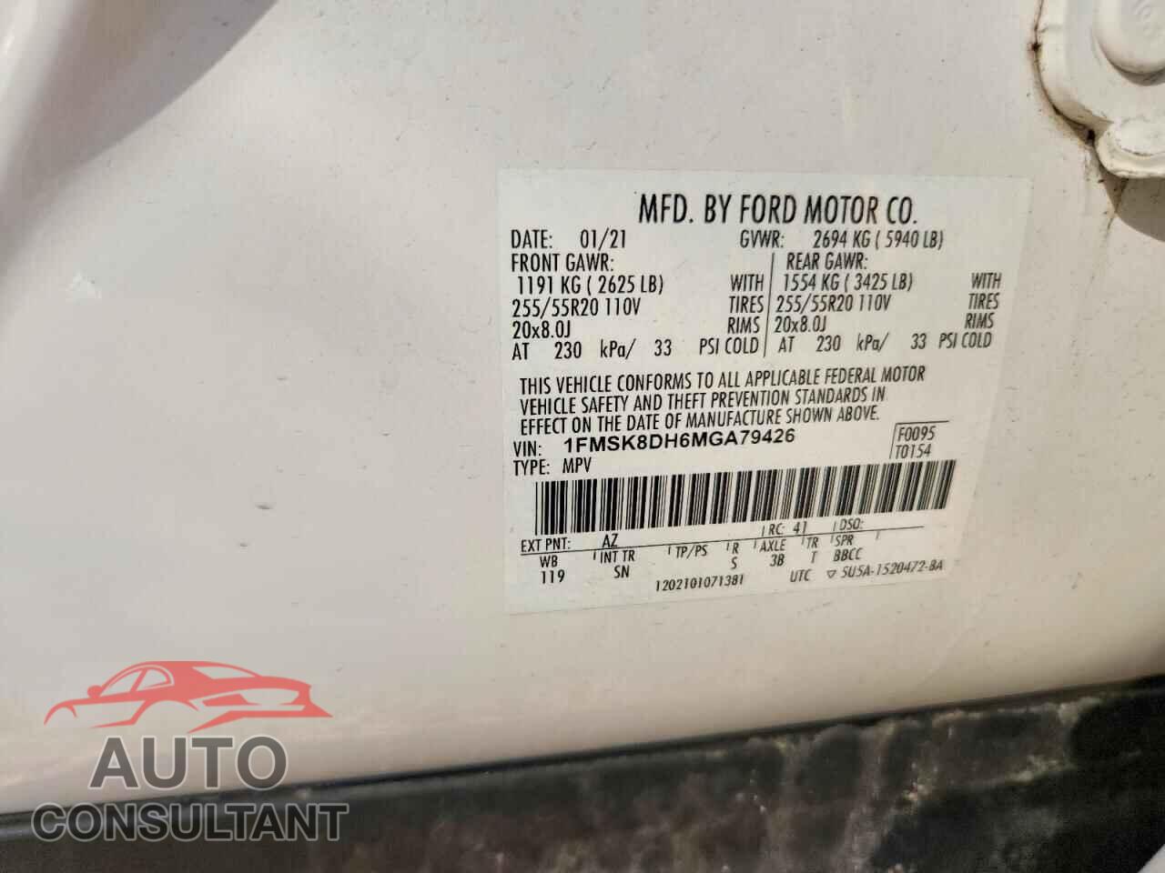 FORD EXPLORER 2021 - 1FMSK8DH6MGA79426